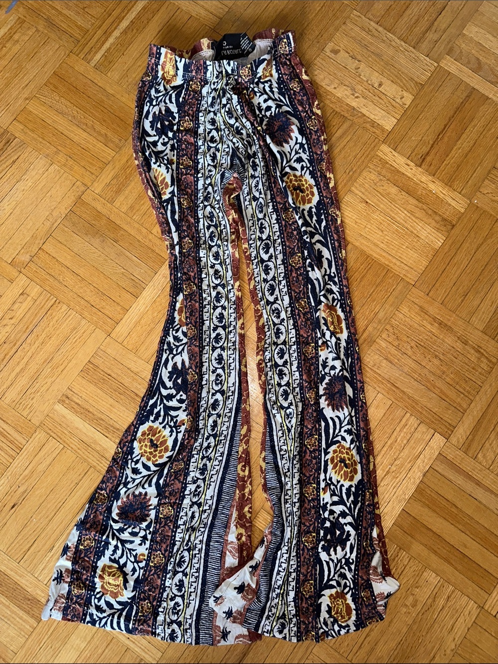 Novella Royale Boho Floral Paisley Stripe Palazzo Pants